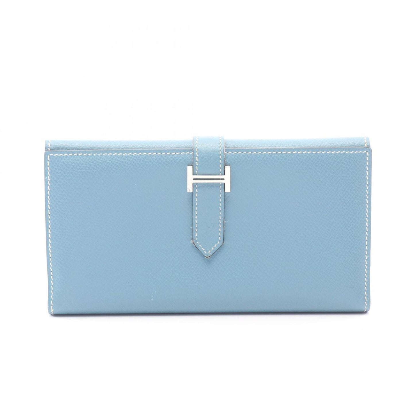 Hermes Bi Foldlong Wallet Bearn Dupri Blue Leather