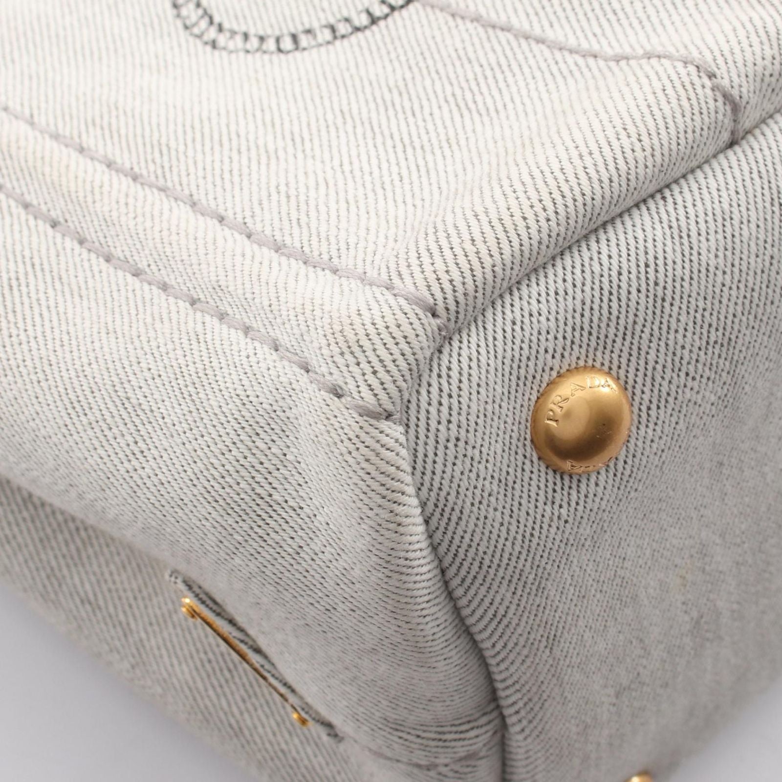 Prada Tote Denim Canapa 2-Way White Gray Black — view 8