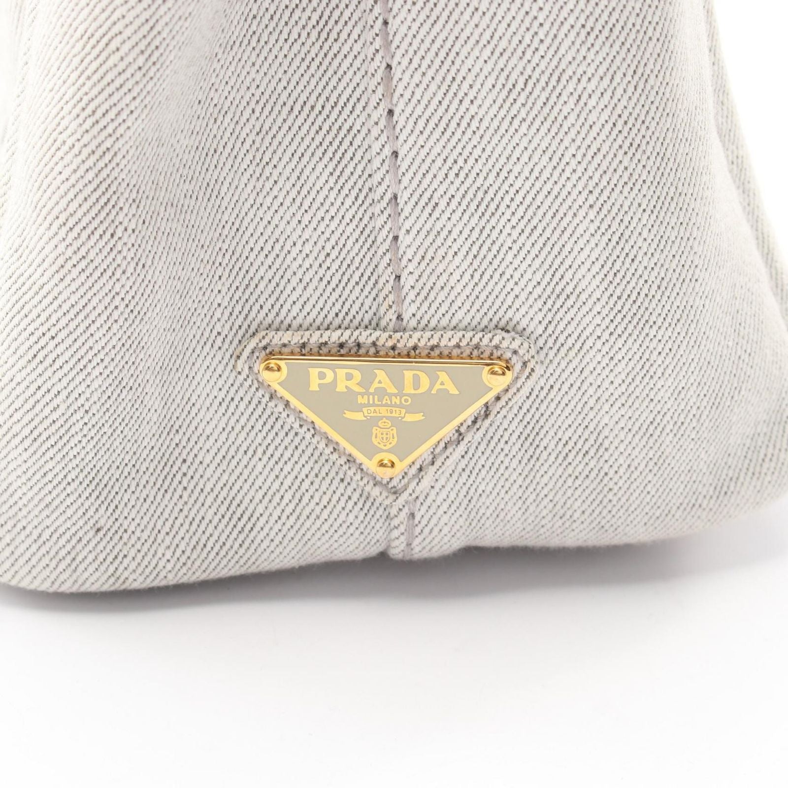 Prada Tote Denim Canapa 2-Way White Gray Black — view 5