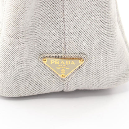 Prada Tote Denim Canapa 2-Way White Gray Black — view 5