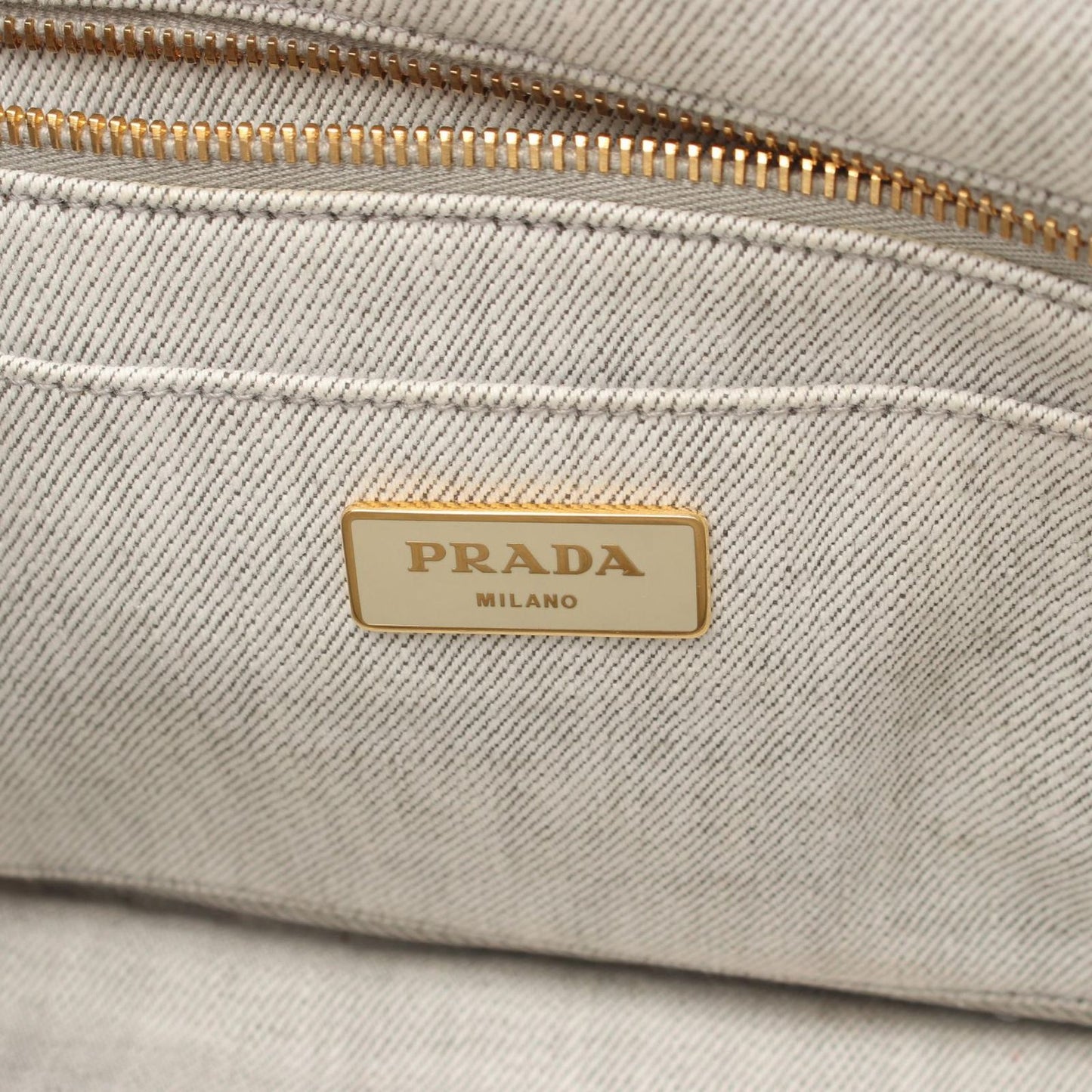 Prada Tote Denim Canapa 2-Way White Gray Black — view 4