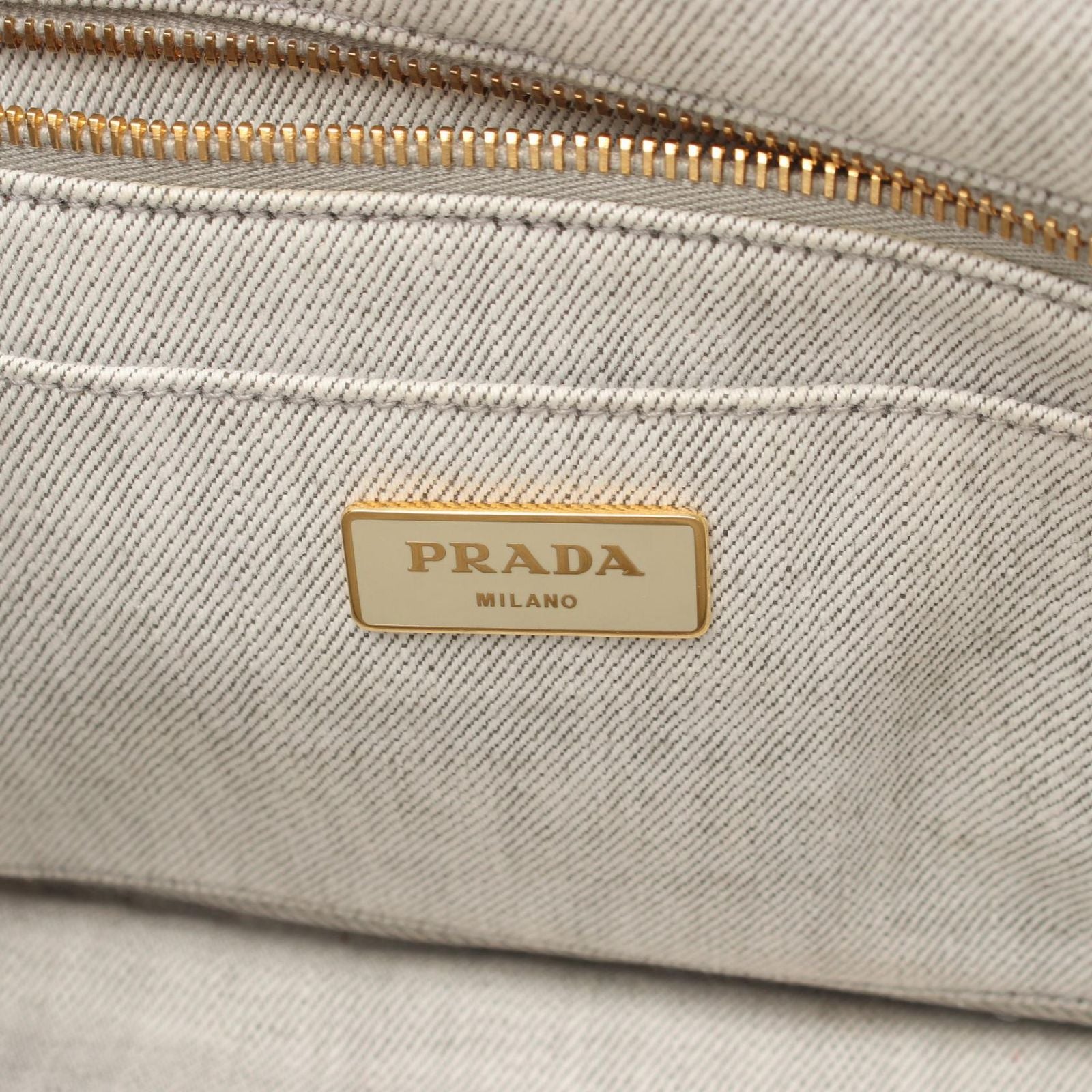 Prada Tote Denim Canapa 2-Way White Gray Black — view 4