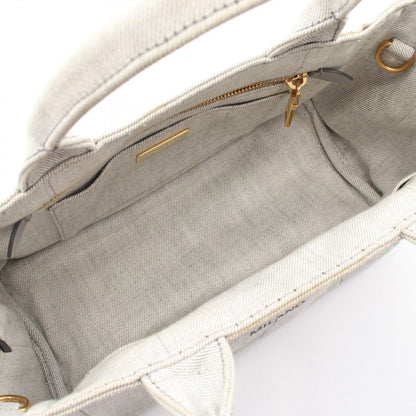 Prada Tote Denim Canapa 2-Way White Gray Black — view 3