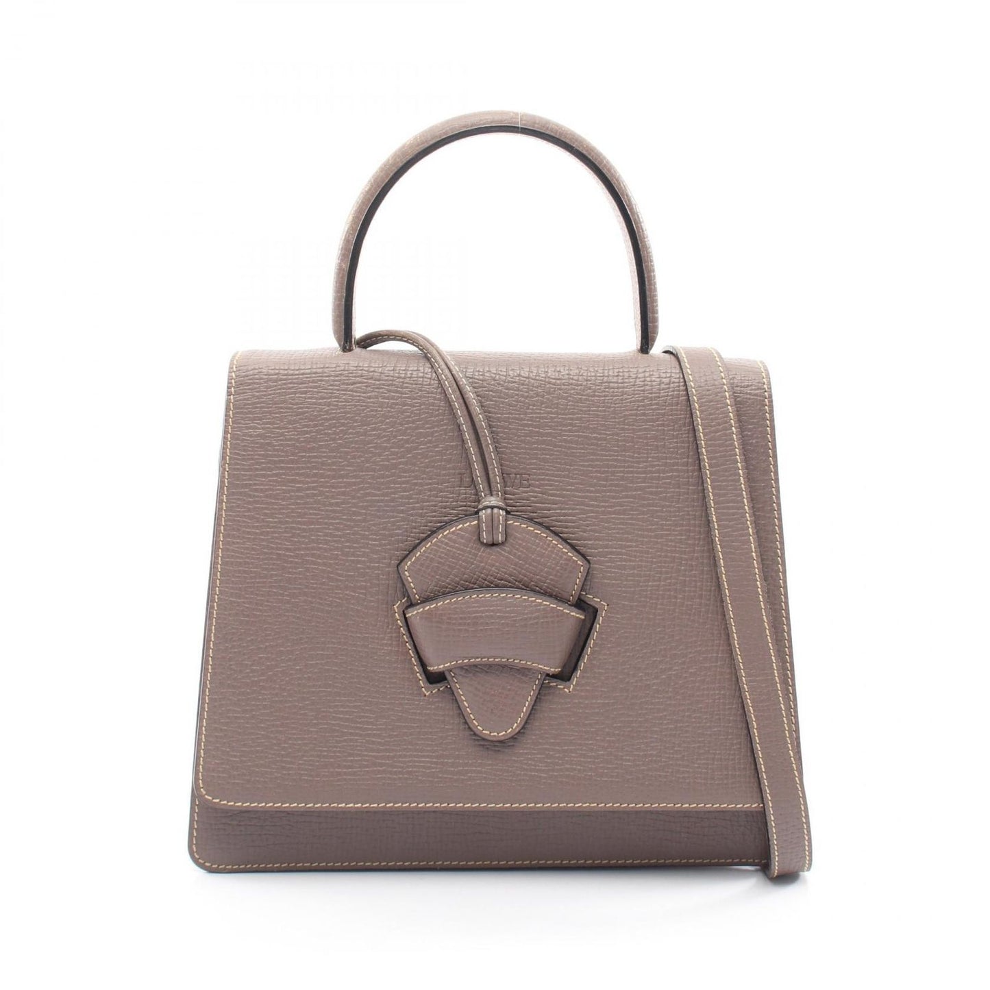 Loewe Handbag Gray Ju Leather Barcelona 2-Way Shoulder
