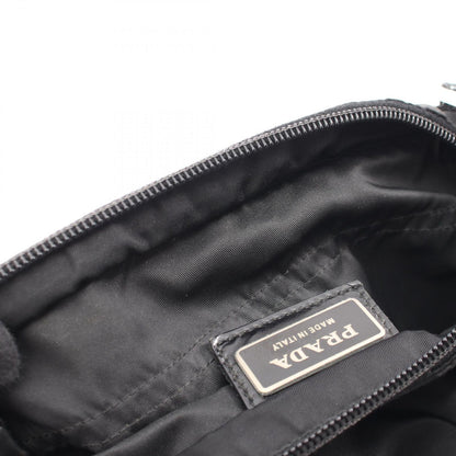 Prada Shoulder Bag Triangle Logo Black Nylon Leather — view 9