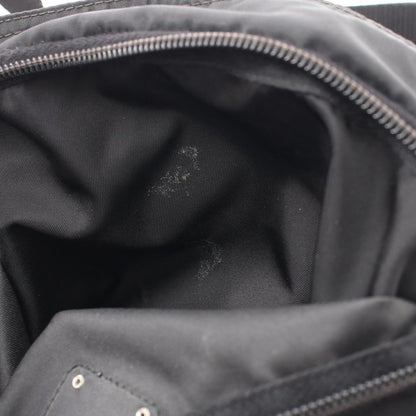 Prada Shoulder Bag Triangle Logo Black Nylon Leather — view 8