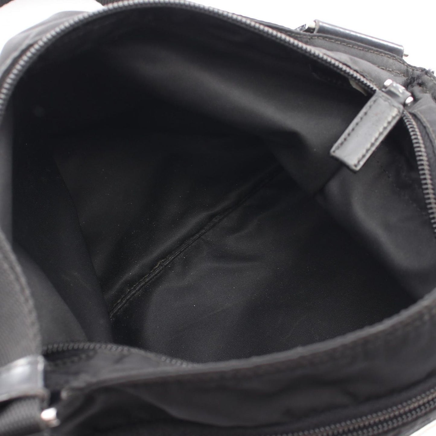 Prada Shoulder Bag Triangle Logo Black Nylon Leather — view 3