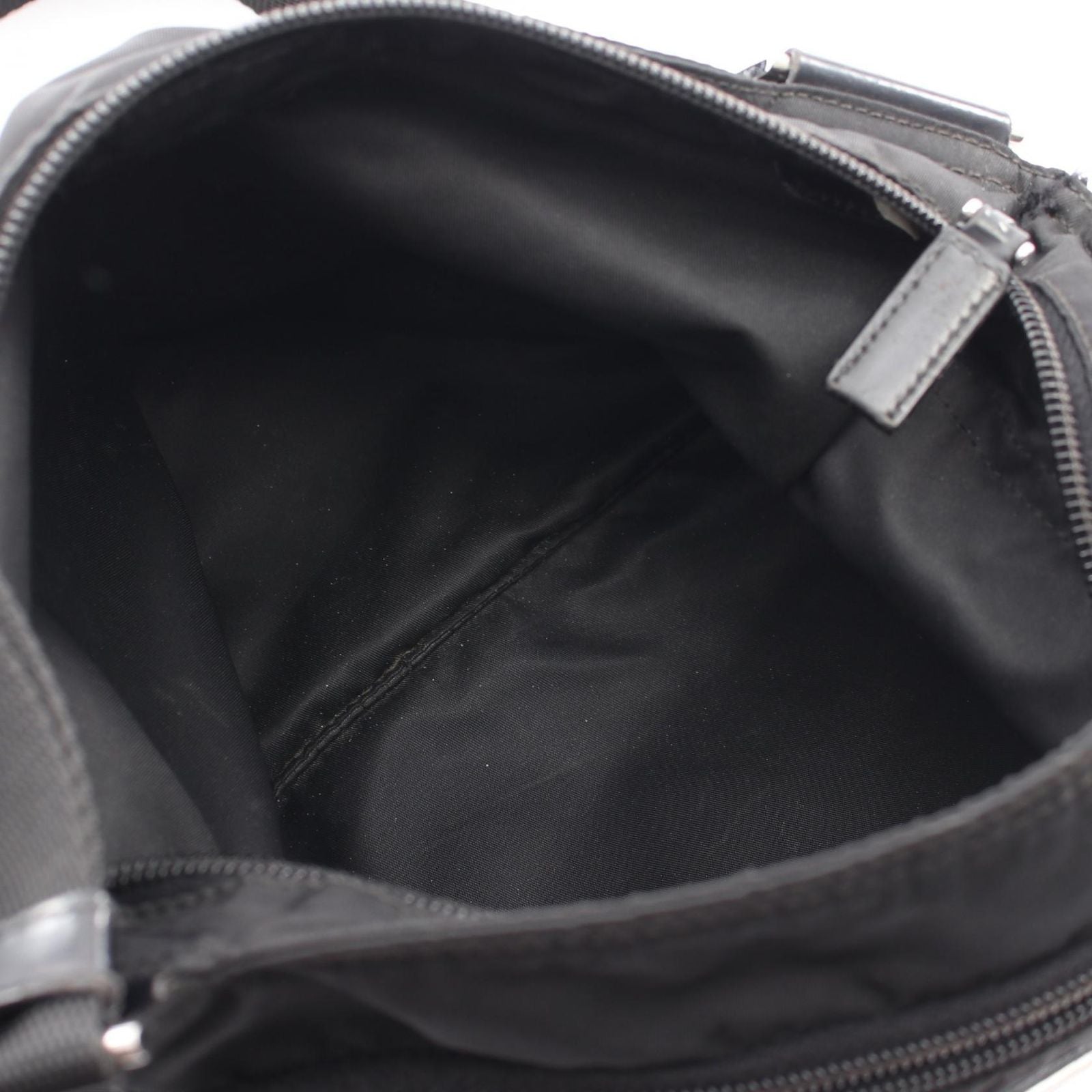 Prada Shoulder Bag Triangle Logo Black Nylon Leather — view 3