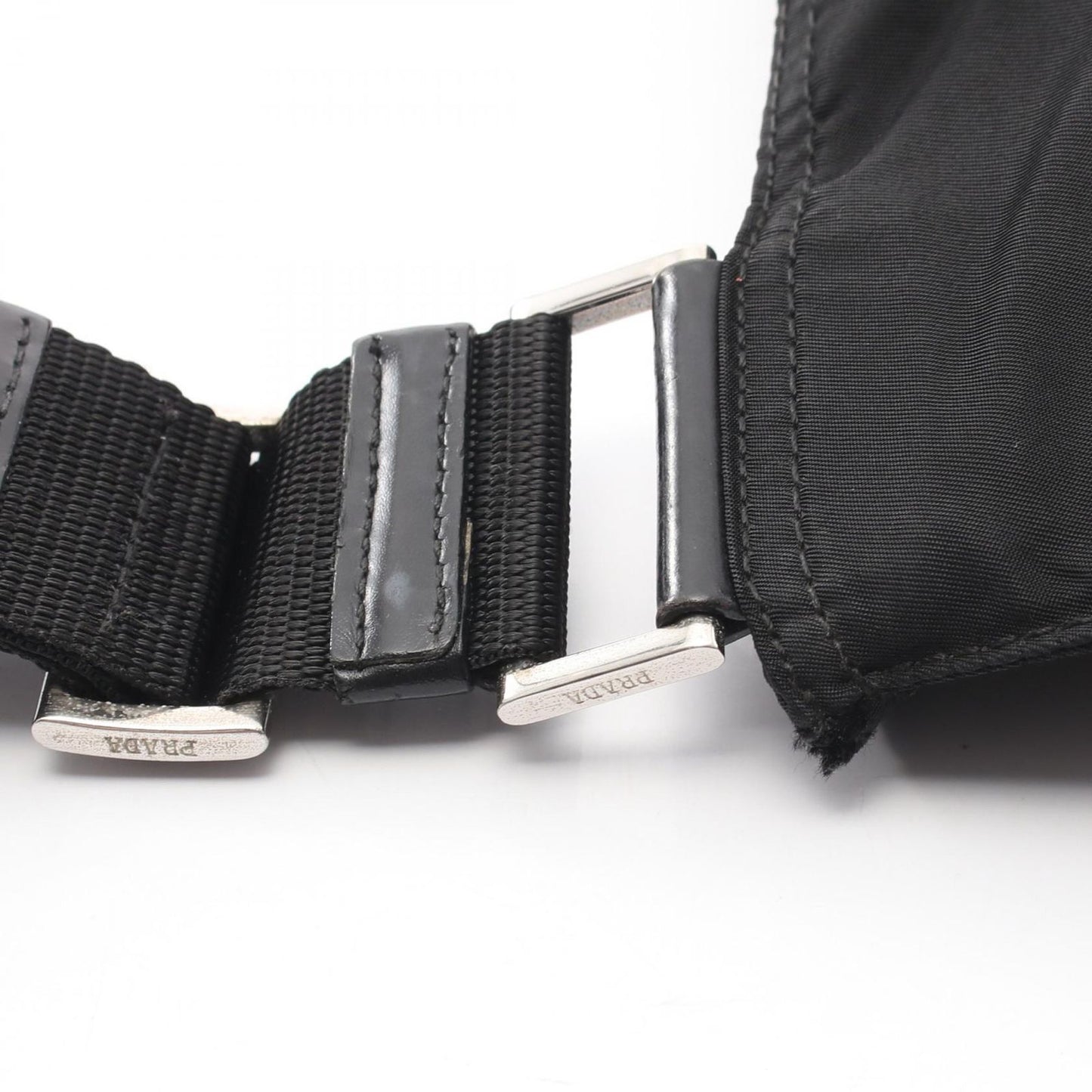 Prada Shoulder Bag Triangle Logo Black Nylon Leather — view 6