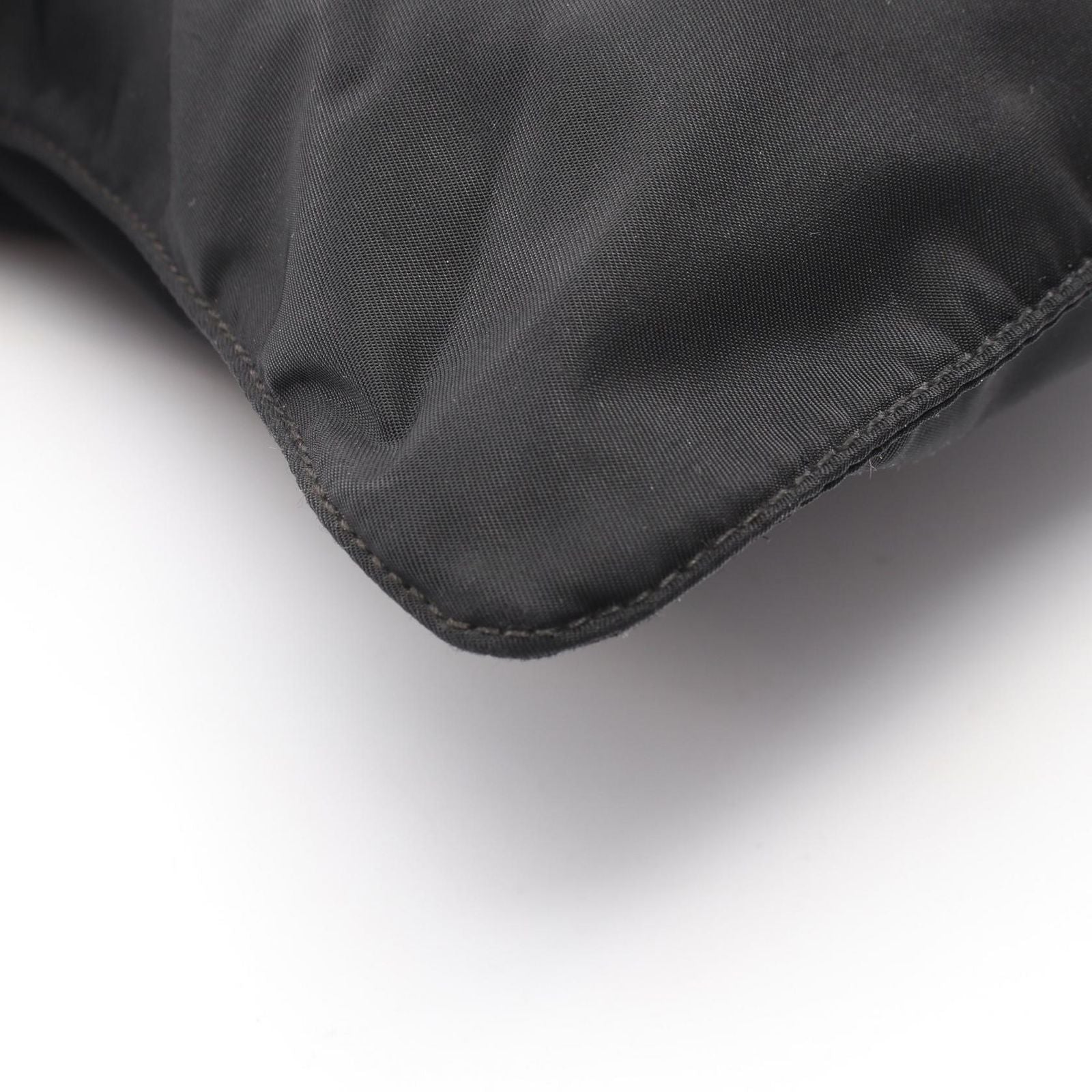 Prada Shoulder Bag Triangle Logo Black Nylon Leather — view 5