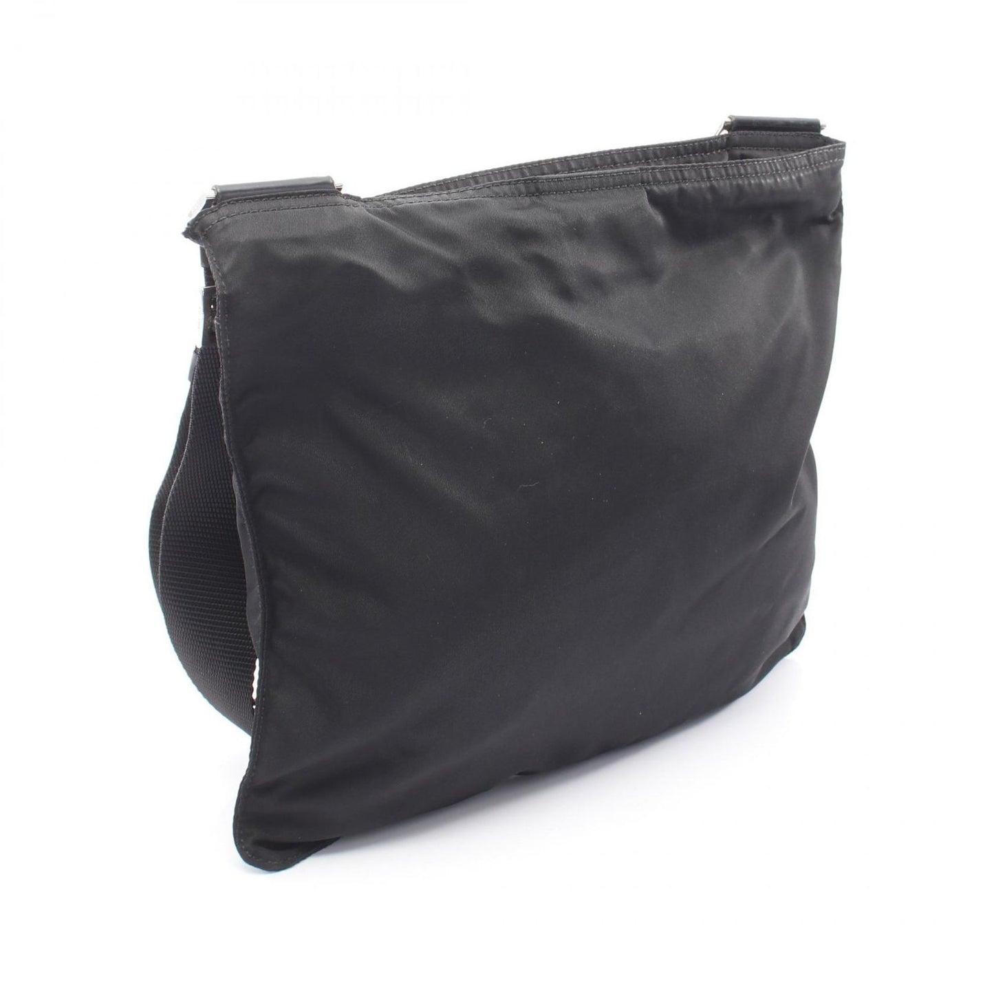 Prada Shoulder Bag Triangle Logo Black Nylon Leather — view 2