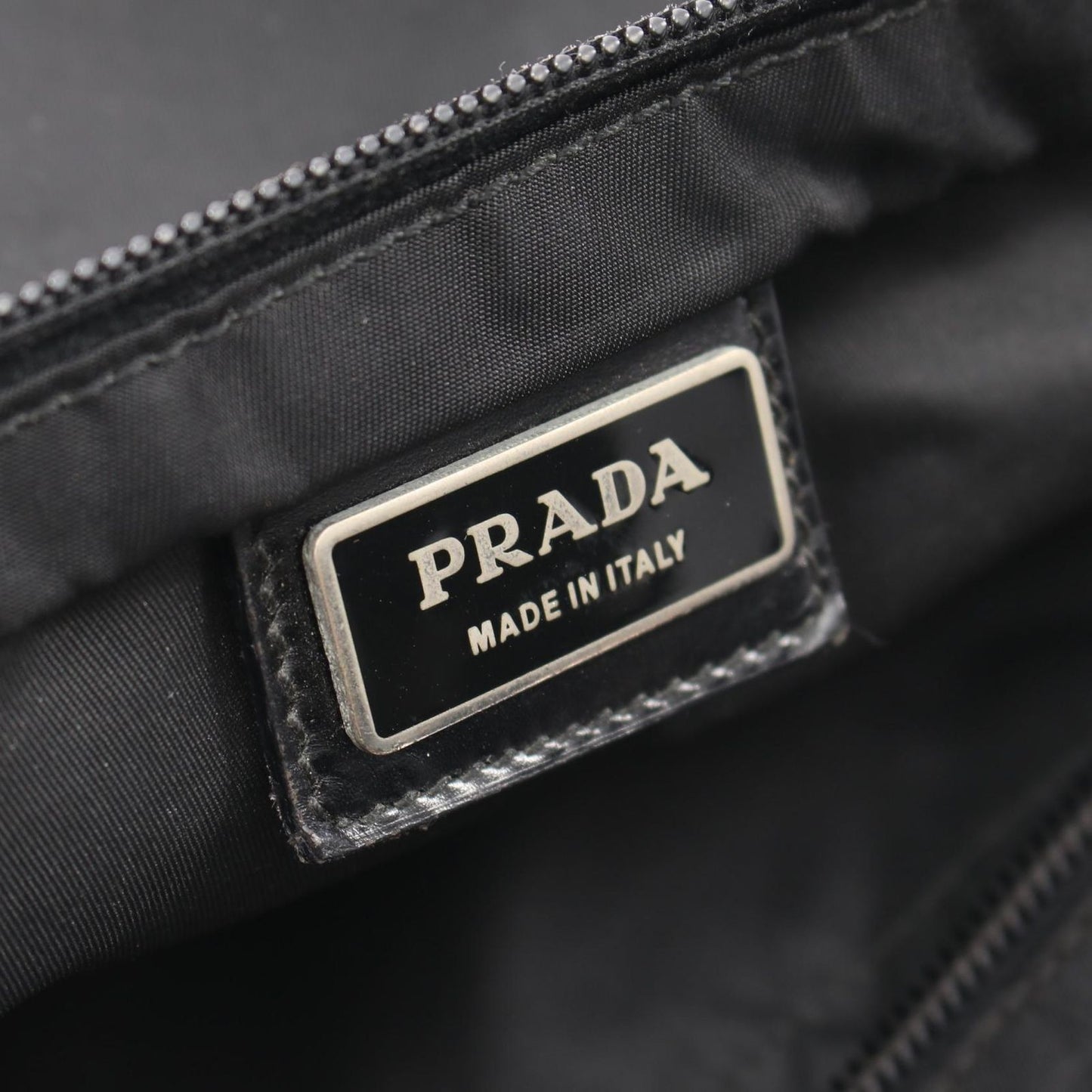 Prada Shoulder Bag Triangle Logo Black Nylon Leather — view 4