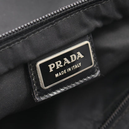 Prada Shoulder Bag Triangle Logo Black Nylon Leather — view 4