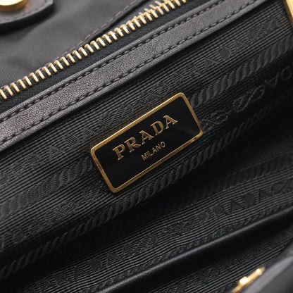 Prada Tote Triangle Logo Black Nylon Leather — view 4