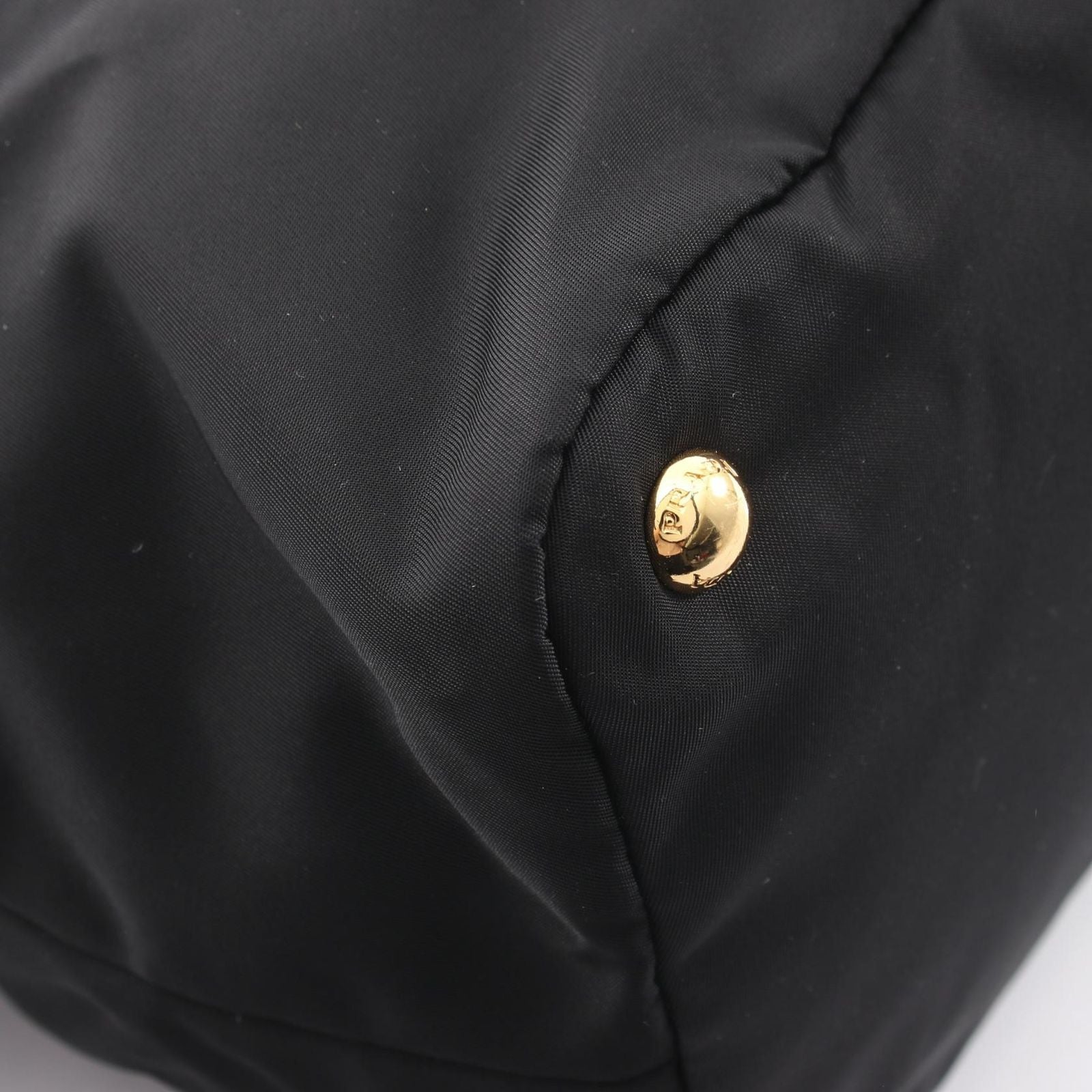 Prada Tote Triangle Logo Black Nylon Leather — view 6