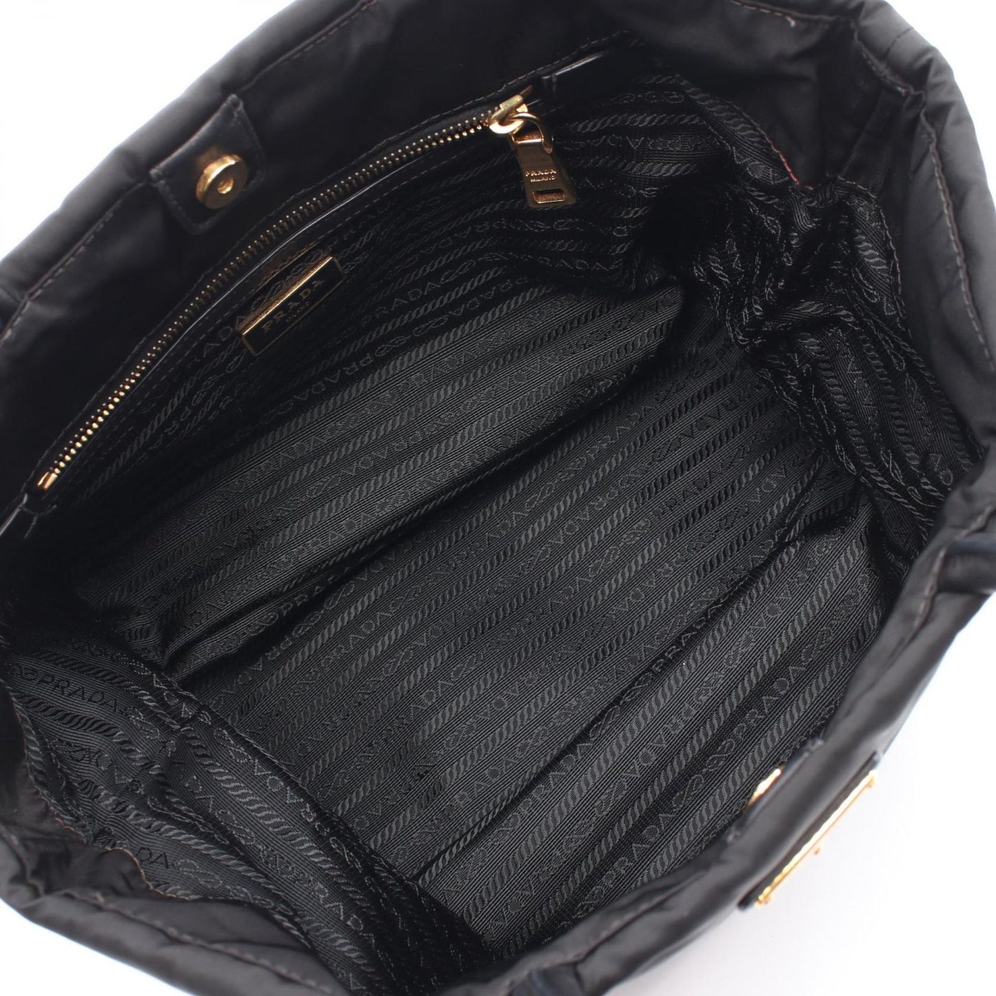 Prada Tote Triangle Logo Black Nylon Leather — view 3