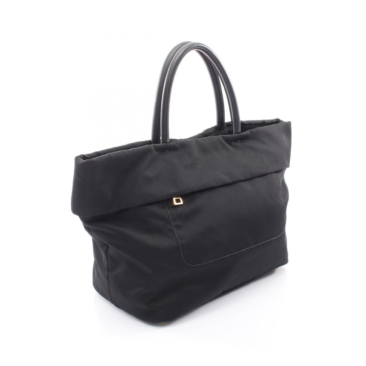 Prada Tote Triangle Logo Black Nylon Leather — view 2