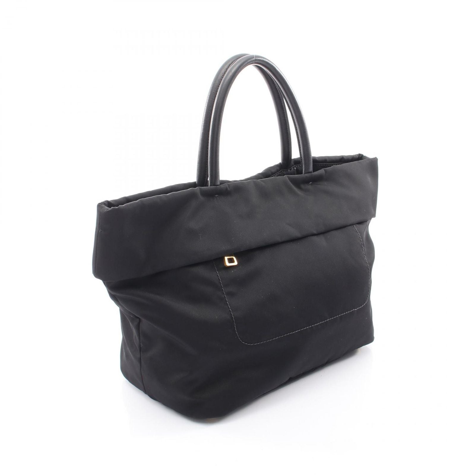 Prada Tote Triangle Logo Black Nylon Leather — view 2