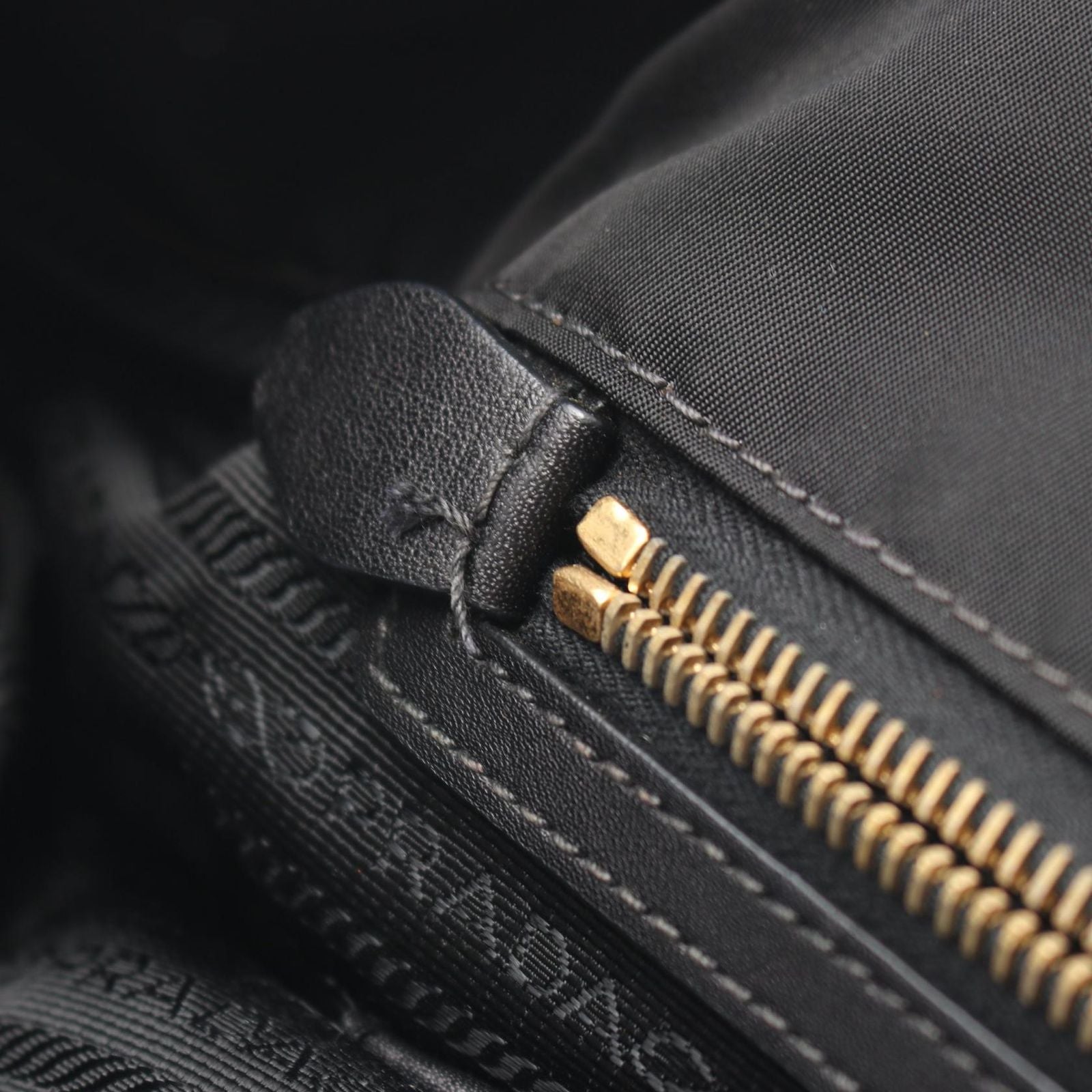 Prada Tote Triangle Logo Black Nylon Leather — view 9