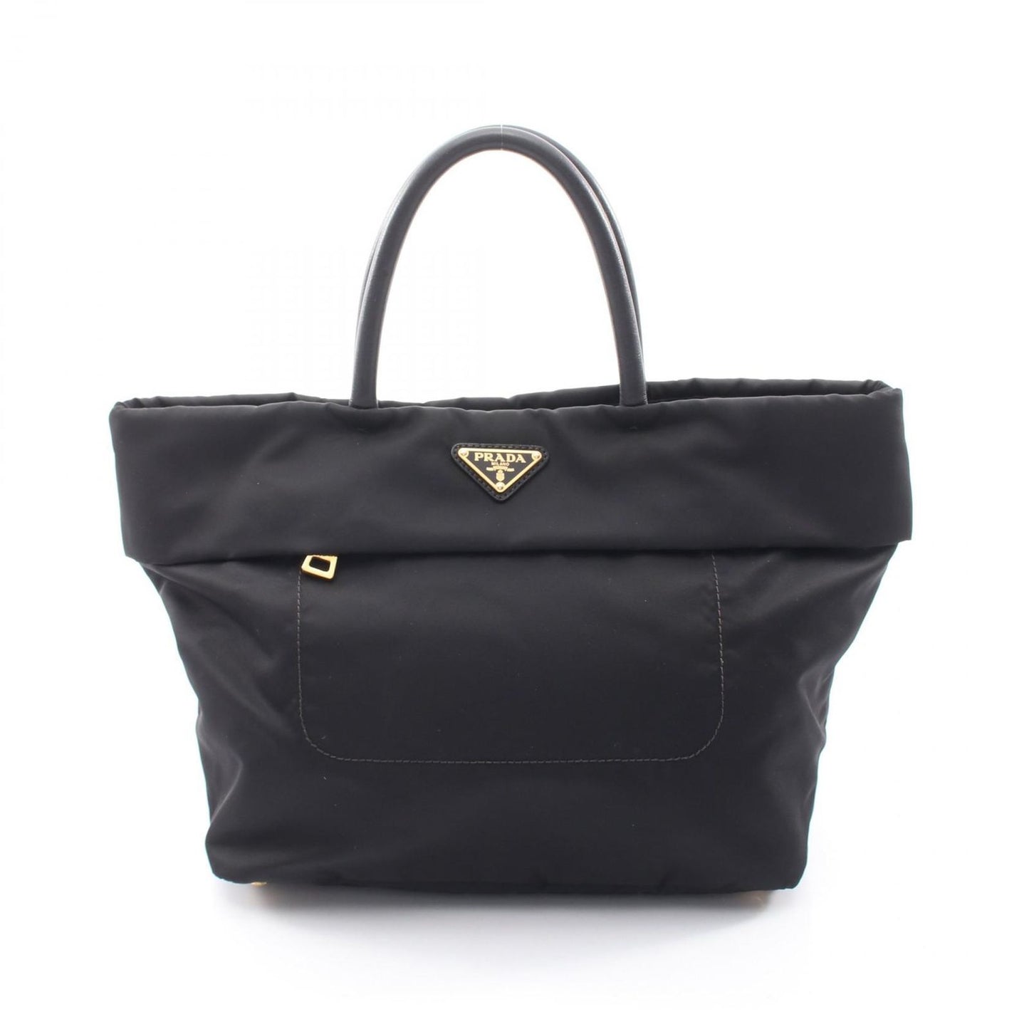 Prada Tote Triangle Logo Black Nylon Leather