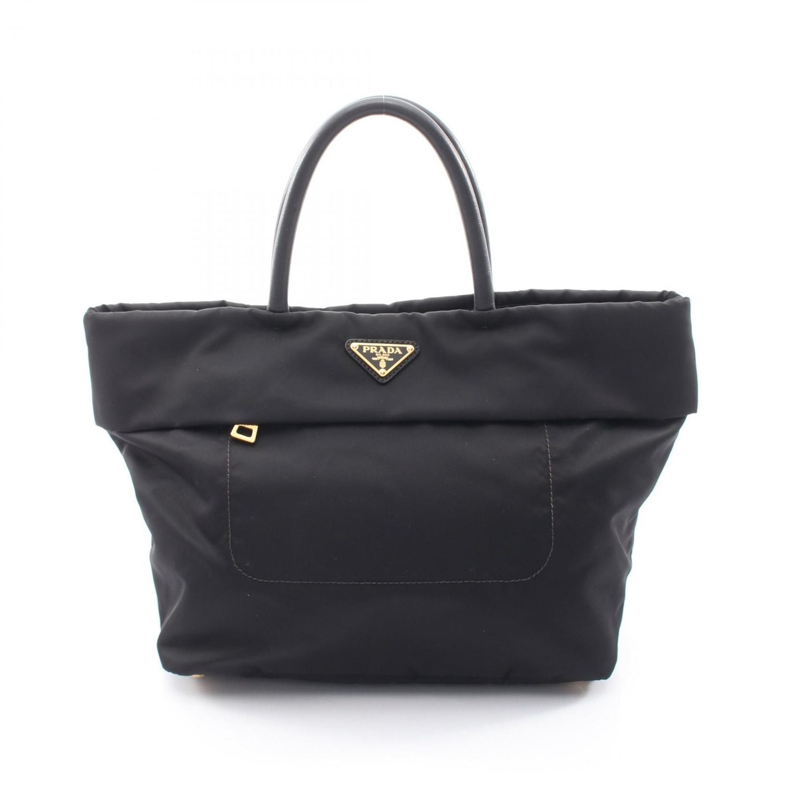 Prada Tote Triangle Logo Black Nylon Leather