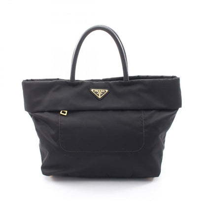 Prada Tote Triangle Logo Black Nylon Leather