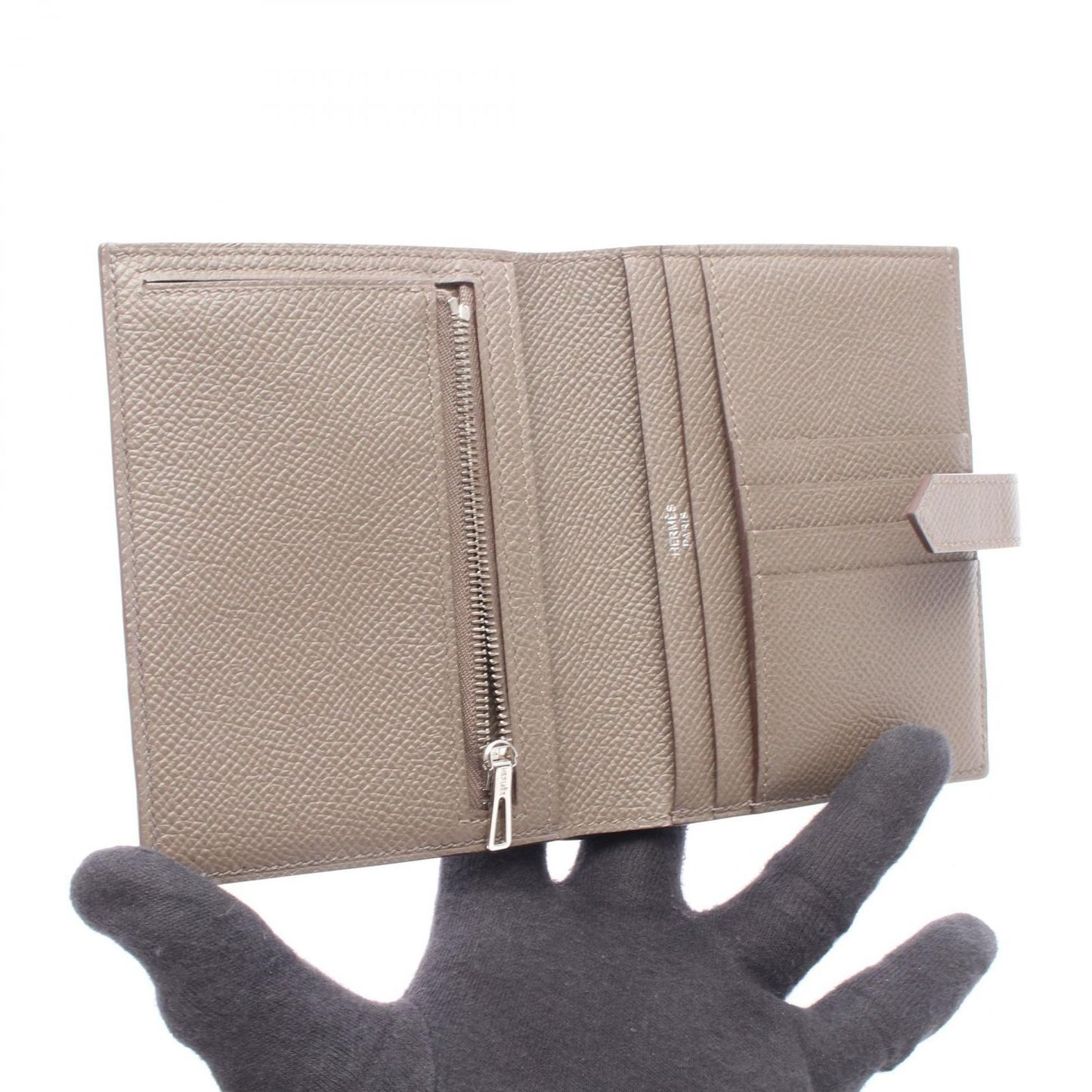Hermes Bi Foldwallet Bearn Compact Etain Leather Wallet — view 3