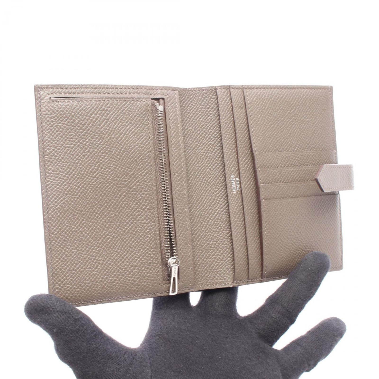Hermes Bi Foldwallet Bearn Compact Etain Leather Wallet — view 3