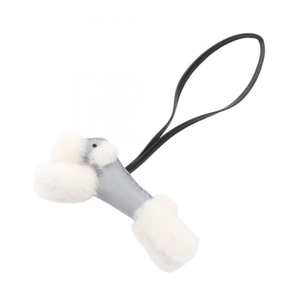 Hermes Charm Buddycharm Gris Perle Black Shearling Keychain