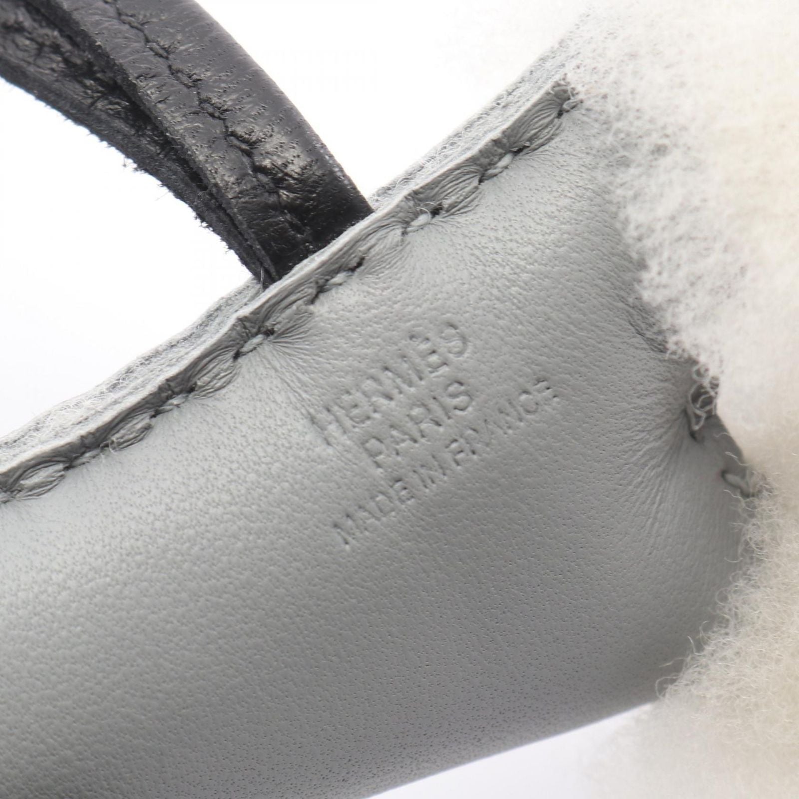 Hermes Charm Buddycharm Gris Perle Black Shearling Keychain — view 3