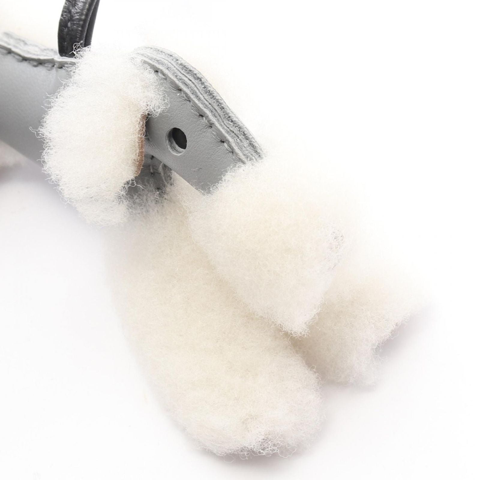 Hermes Charm Buddycharm Gris Perle Black Shearling Keychain — view 6