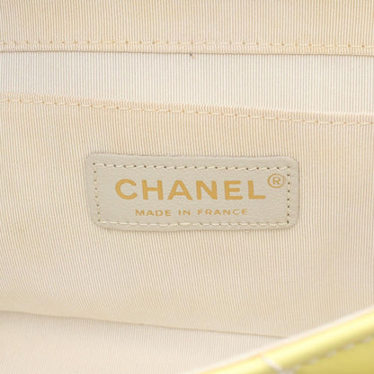 Chanel Shoulder Bag Stitch Yellow Patent Leather Chain — view 4