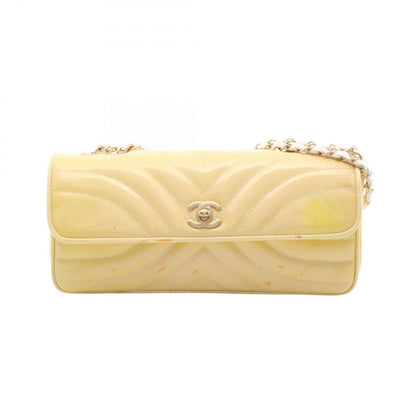 Chanel Shoulder Bag Stitch Yellow Patent Leather Chain