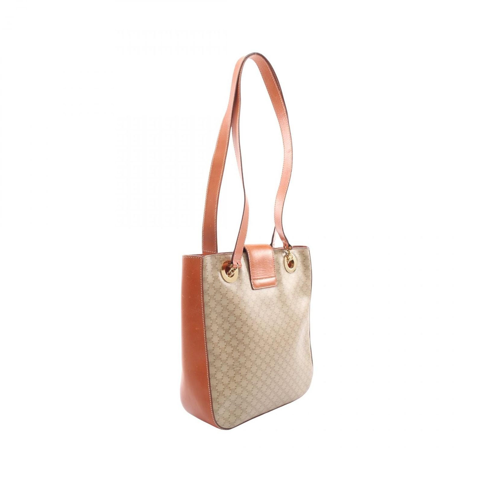 Celine Tote Triomphe Beige Brown Leather Macadam — view 2