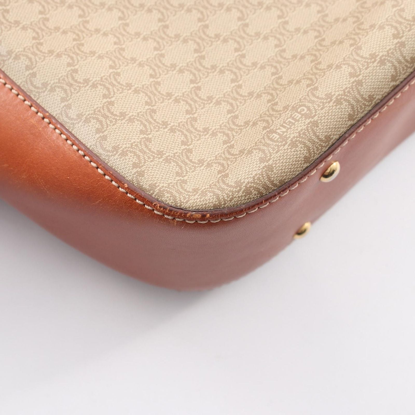 Celine Tote Triomphe Beige Brown Leather Macadam — view 7