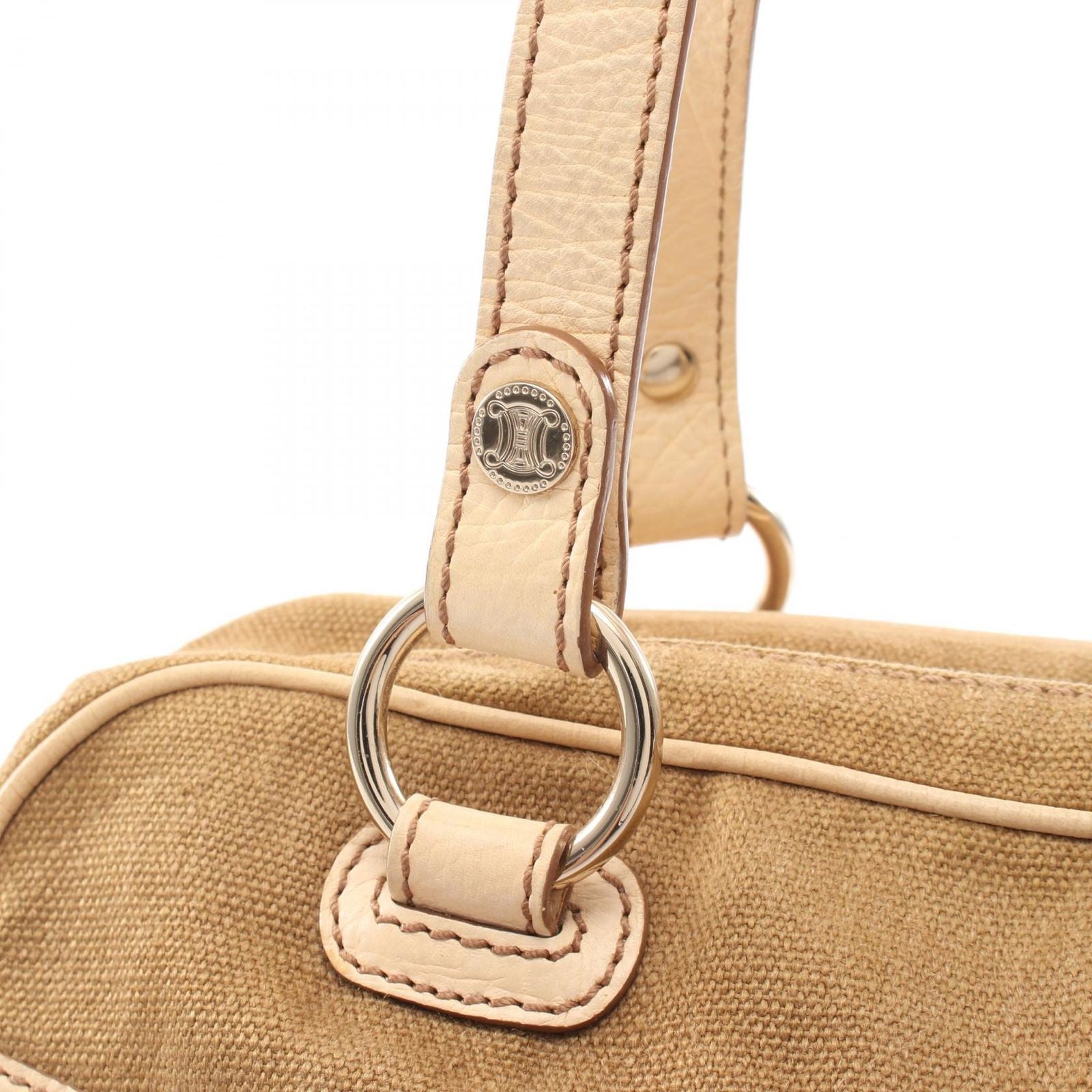 Celine Handbag Macadam Tassel Beige Ivory Canvas Leather Trio Nuffcharm Hand — view 7