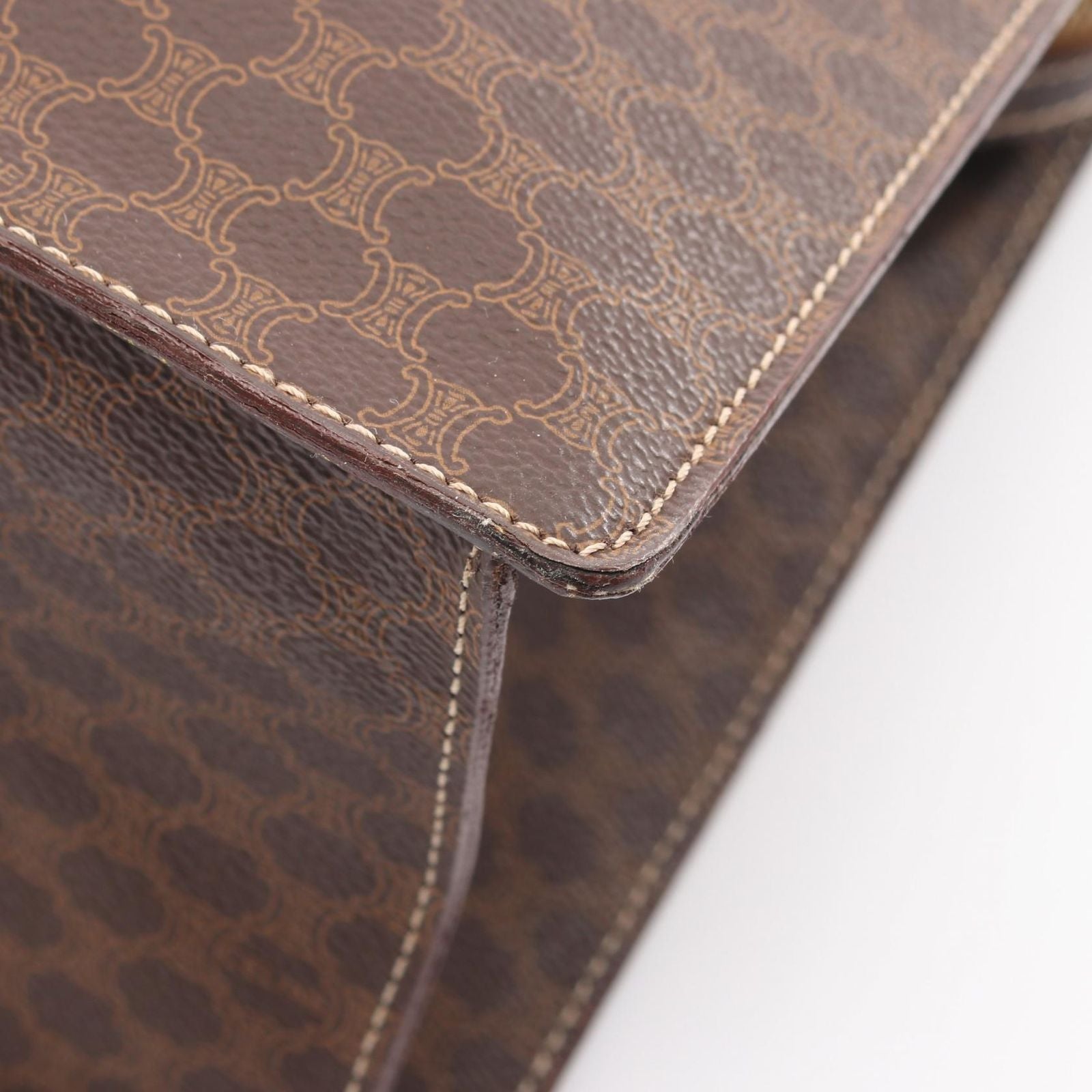 Celine Tote Macadam Brown Leather Hand — view 6
