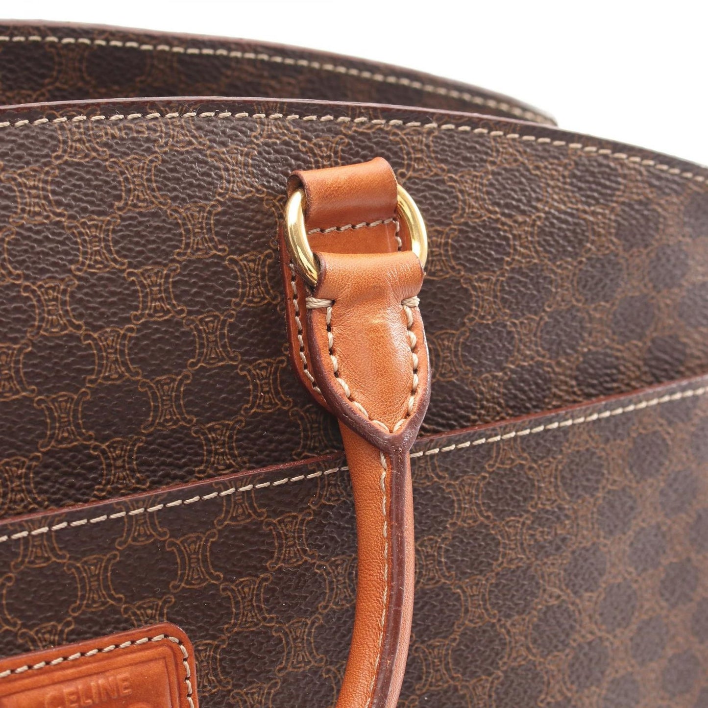 Celine Tote Macadam Brown Leather Hand — view 8