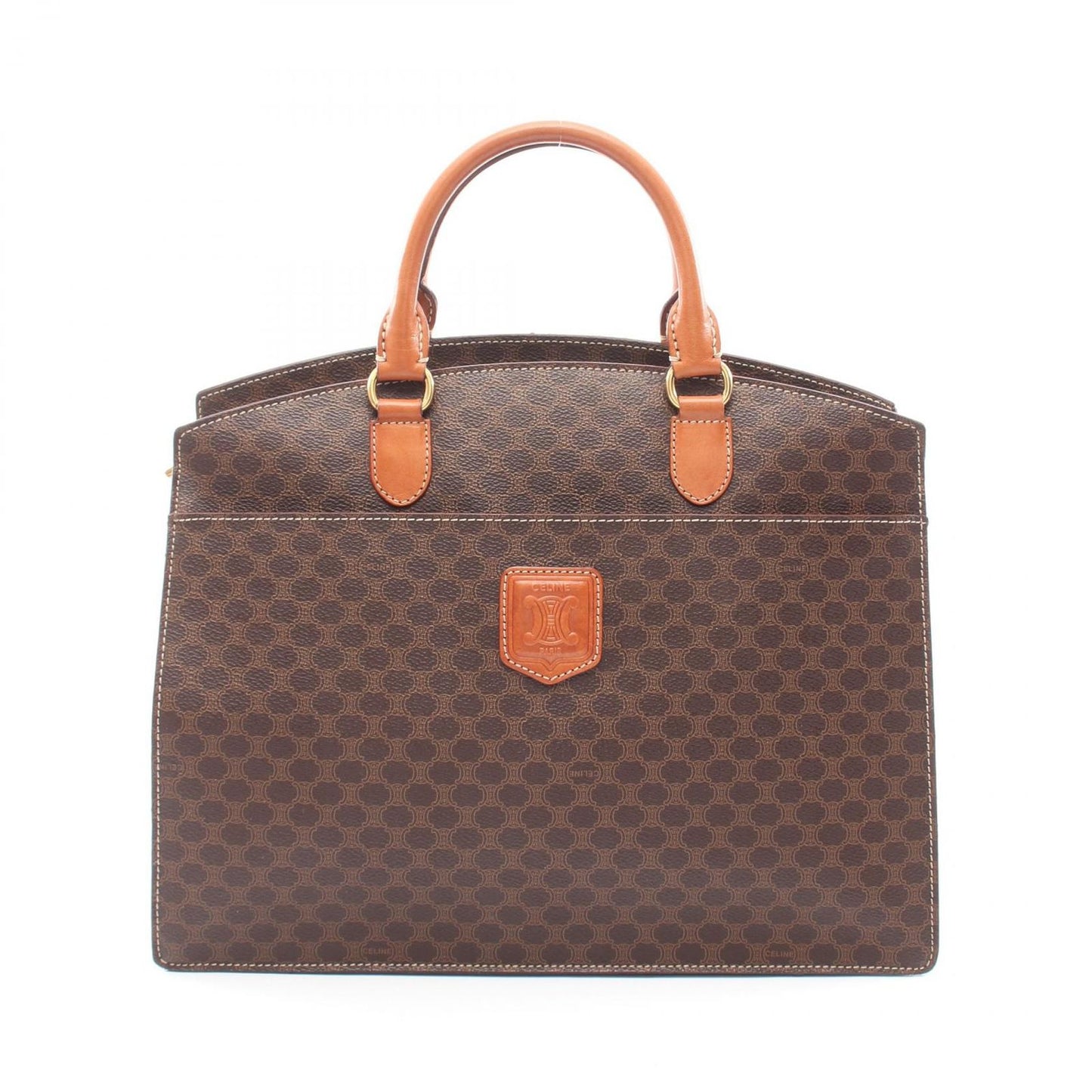 Celine Tote Macadam Brown Leather Hand