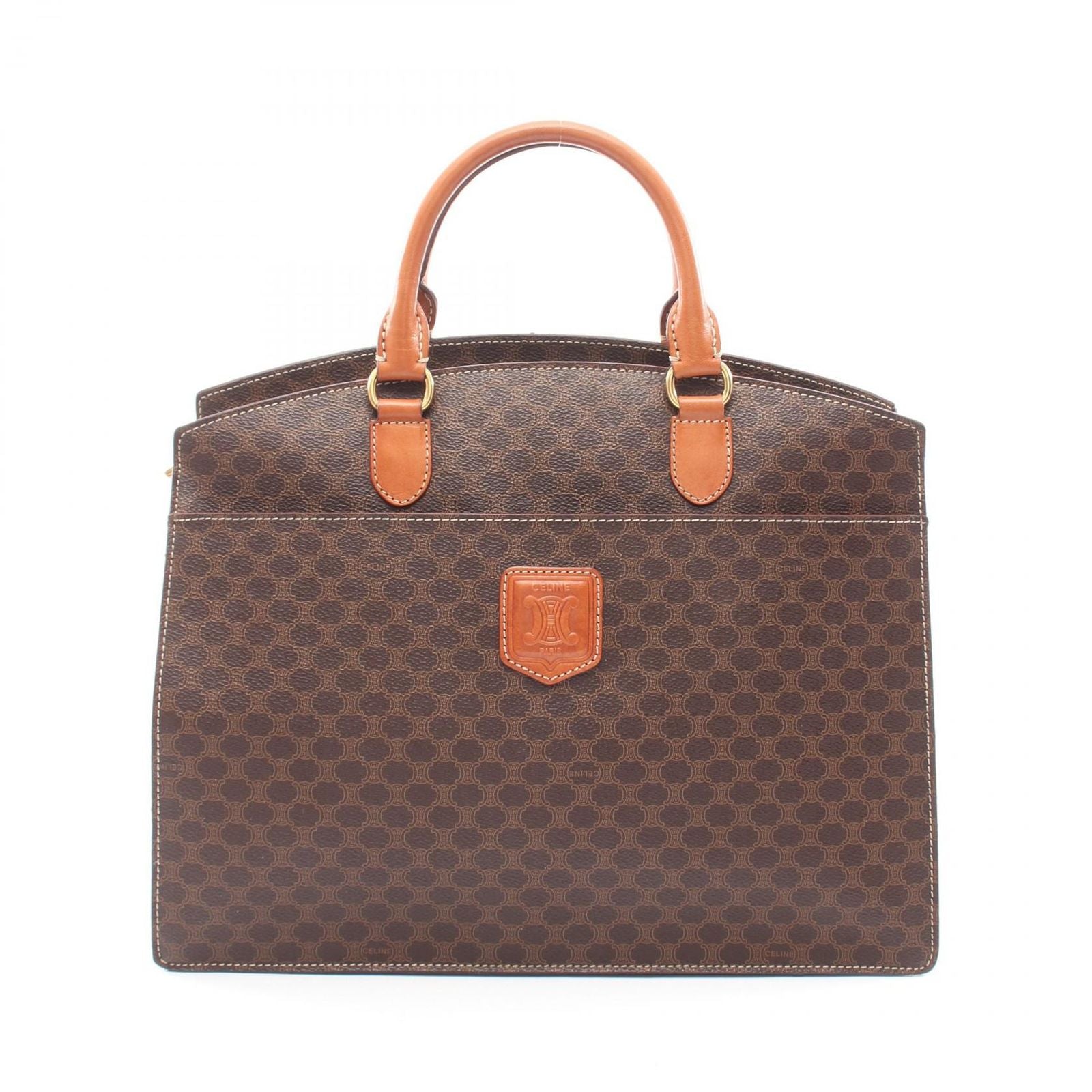 Celine Tote Macadam Brown Leather Hand