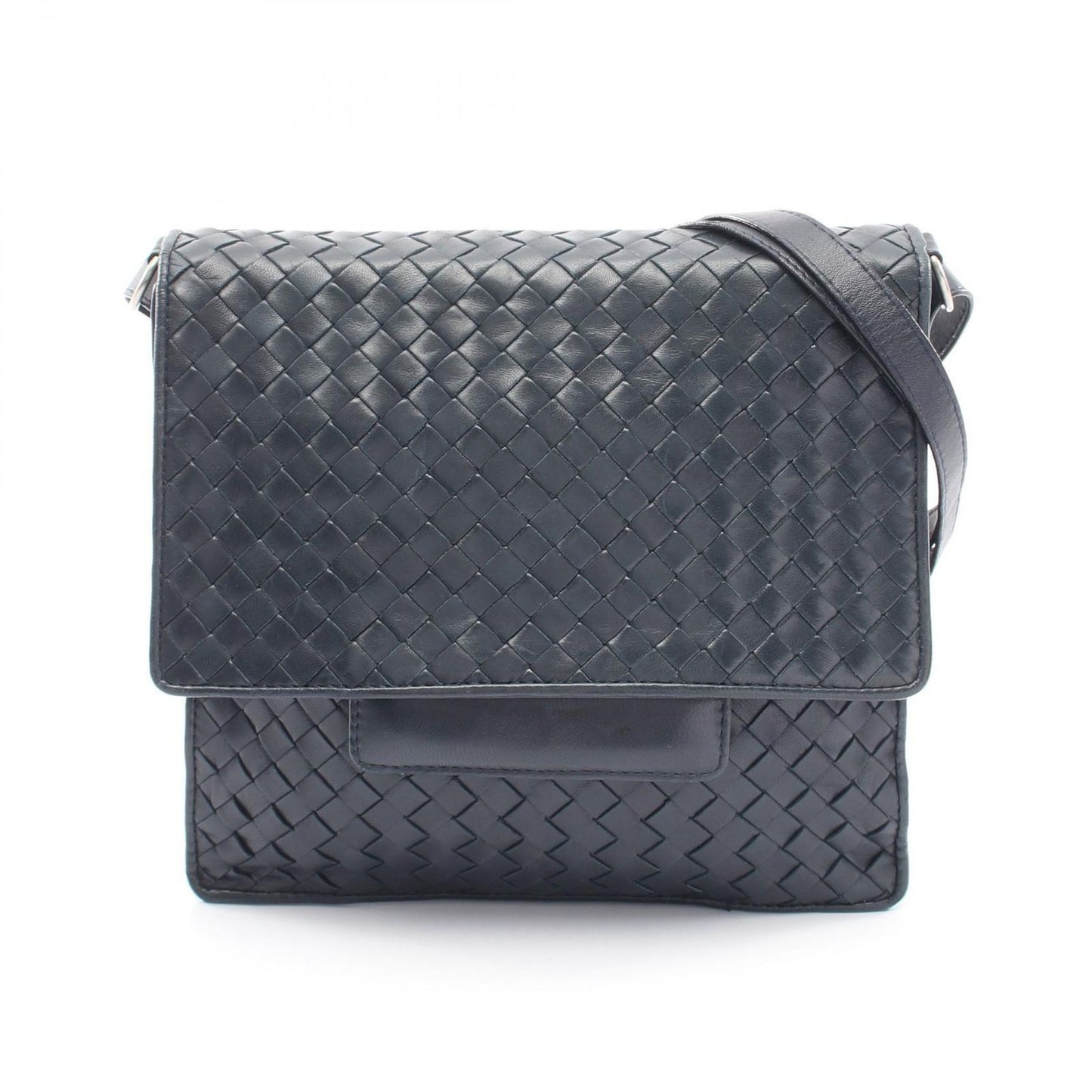 Bottega Veneta Shoulder Bag Intreccia Navy Leather