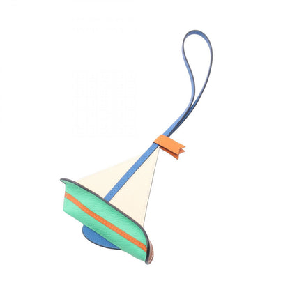 Hermes Charm Vert Comics Blue France Leather Machete Fo Orange Keychain