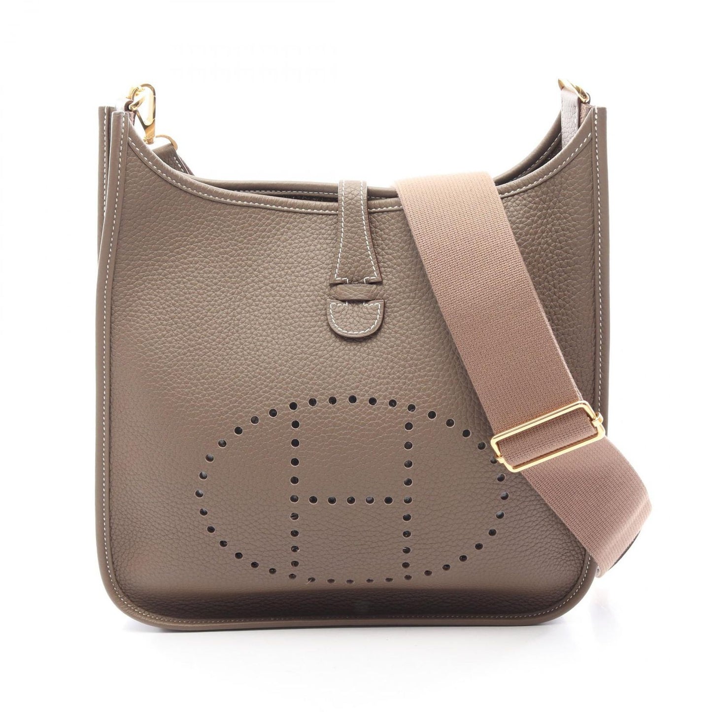 Hermes Shoulder Bag Evelyne 3 Troyes PM Etoupe Leather