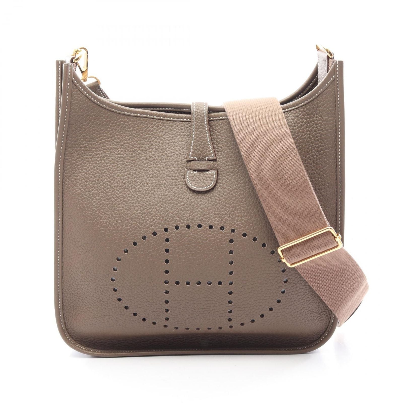 Hermes Shoulder Bag Evelyne 3 Troyes PM Etoupe Leather