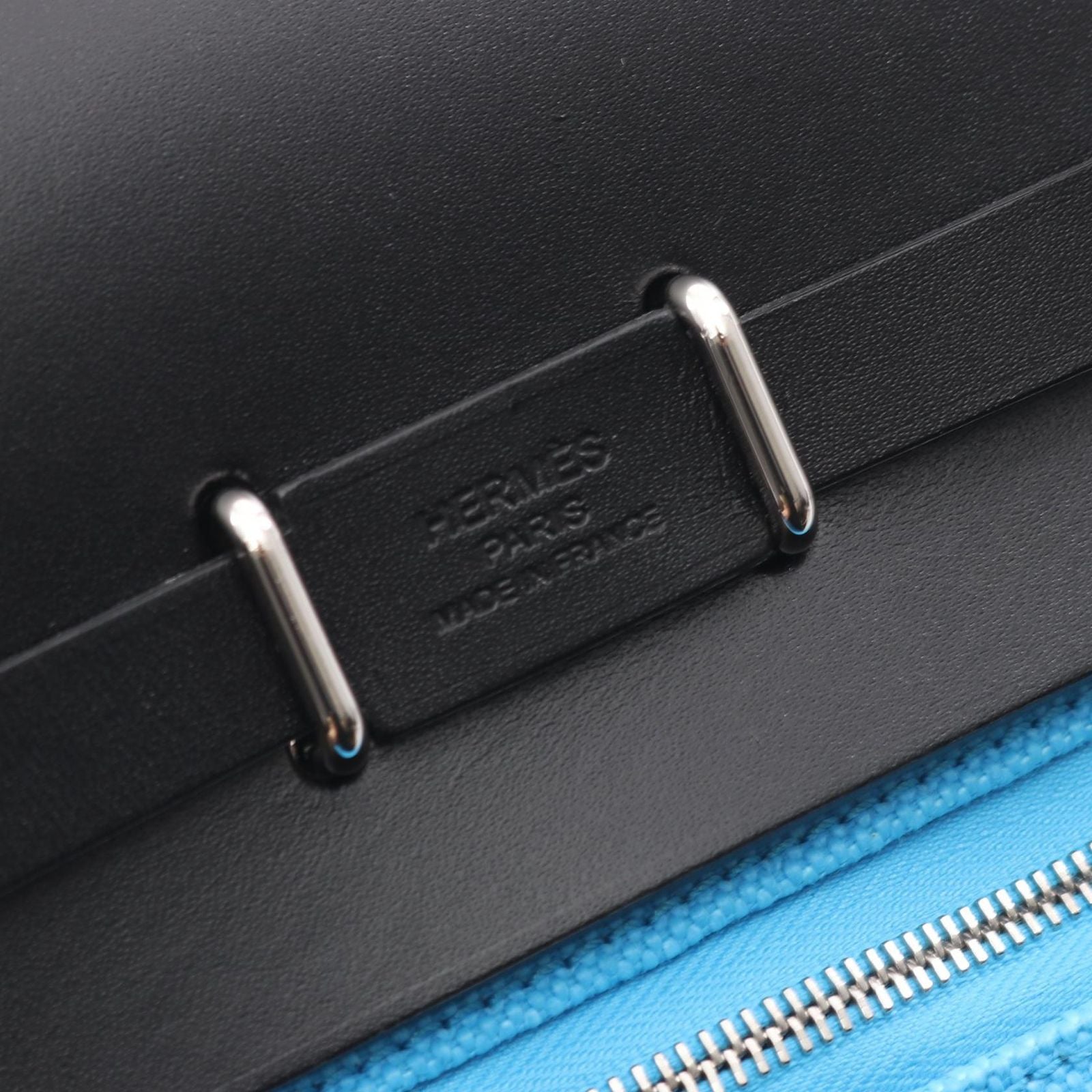 Hermes Shoulder Bag Herbag Zip Mini Blue Riviera Black Canvas Leather — view 4