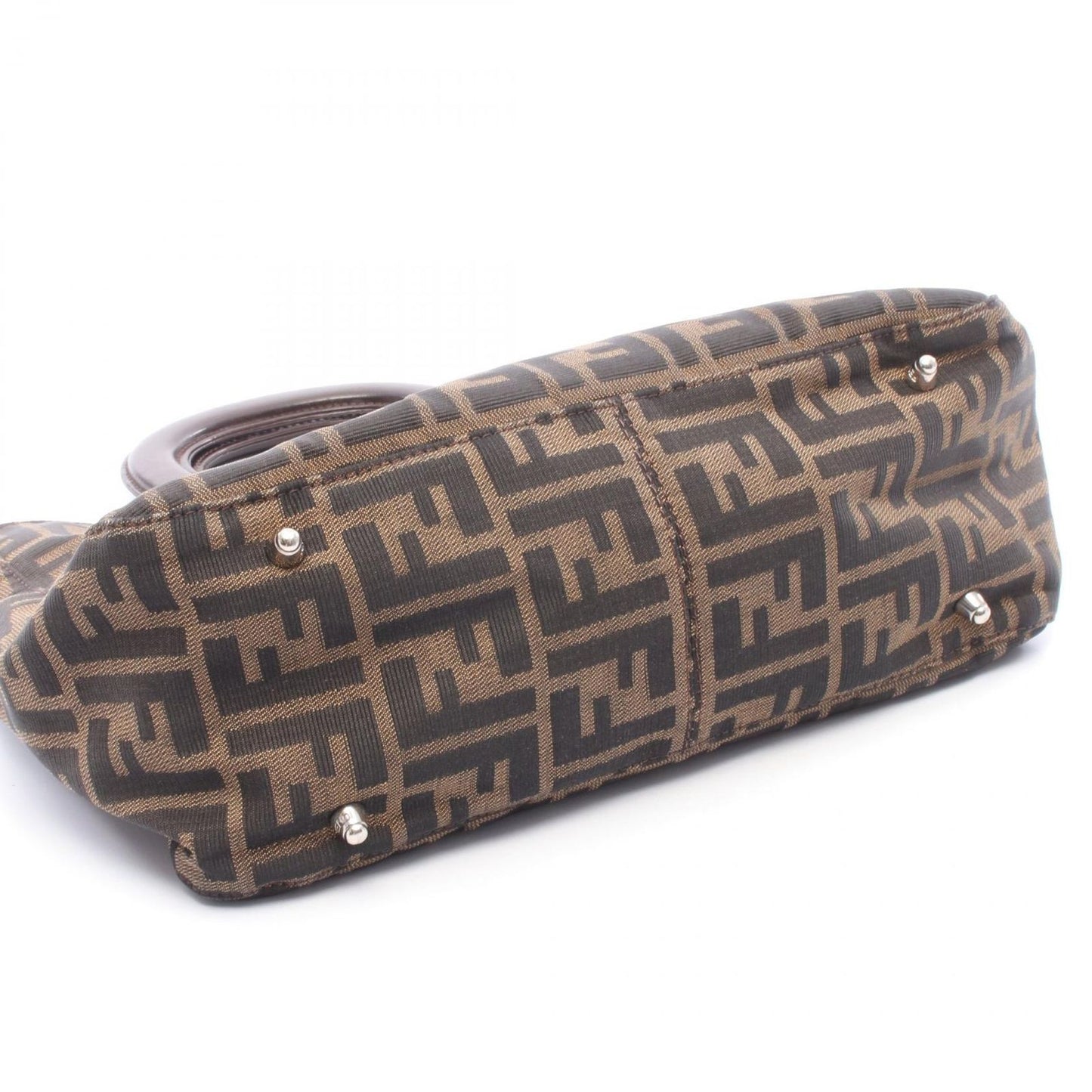 Fendi Tote Zucca Black Brown Canvas Leather Handbag — view 6