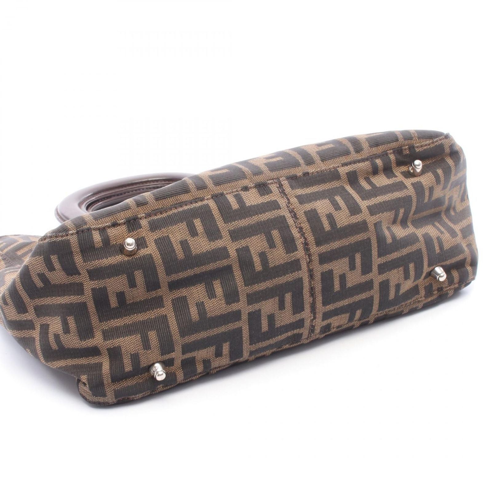 Fendi Tote Zucca Black Brown Canvas Leather Handbag — view 6