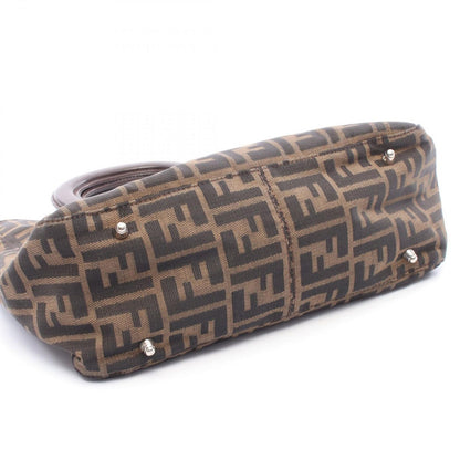 Fendi Tote Zucca Black Brown Canvas Leather Handbag — view 6