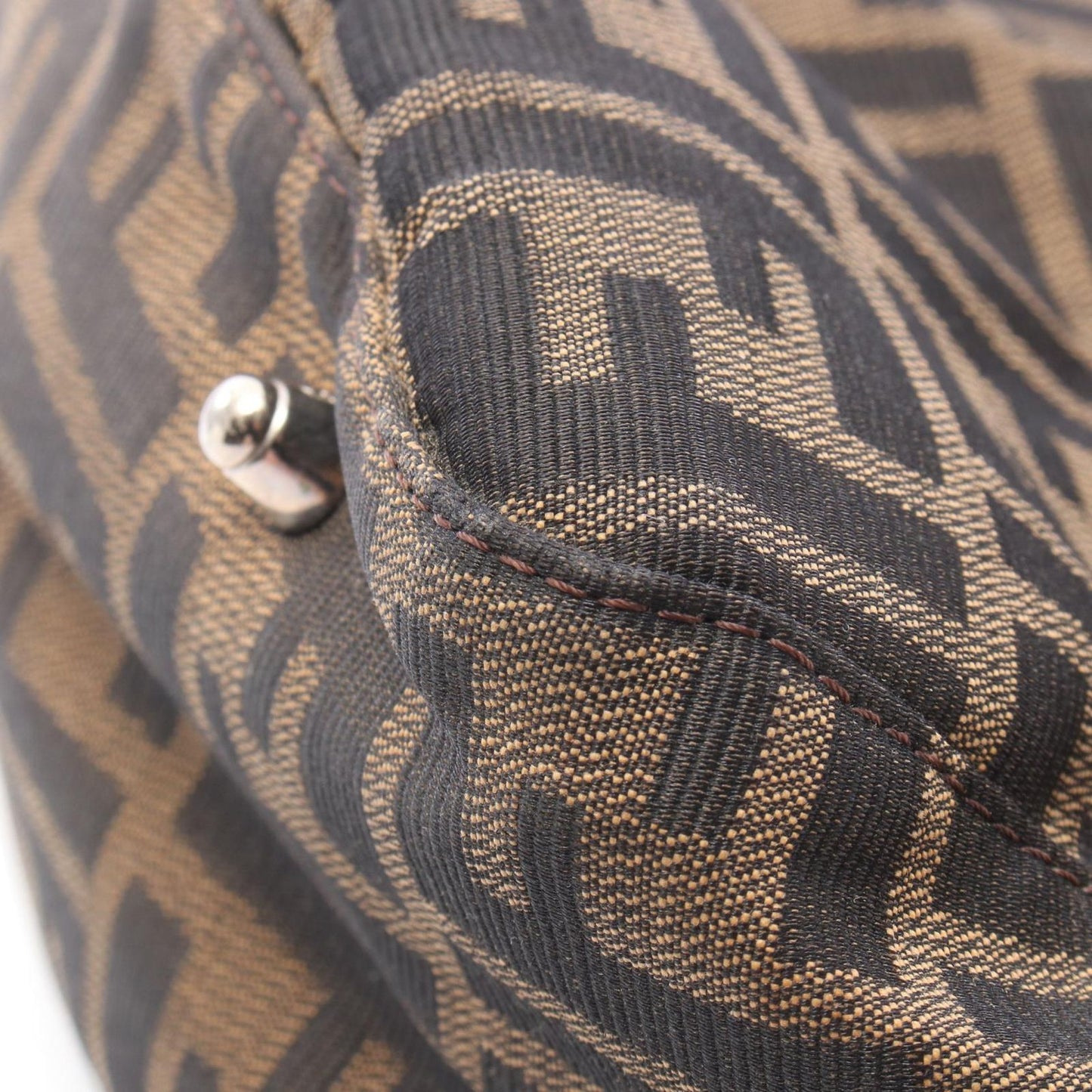 Fendi Tote Zucca Black Brown Canvas Leather Handbag — view 7