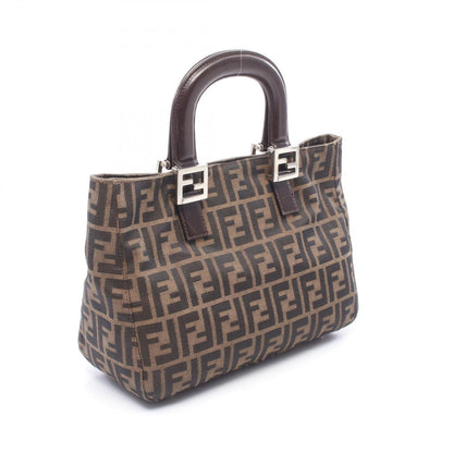 Fendi Tote Zucca Black Brown Canvas Leather Handbag — view 2